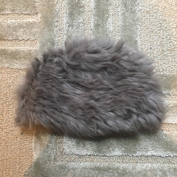 RABBIT FUR - Knitted Stretch Beanie Grey main image 2